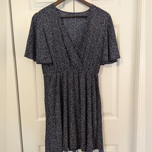 Navy polka dot dress, size large
